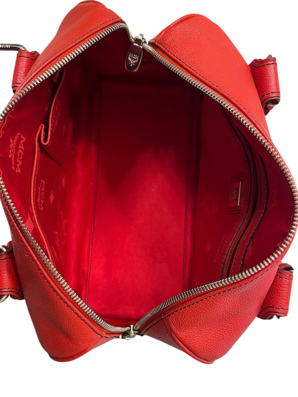 MCM Authentic Red Leather Boston Bag - Picture 7 of 12